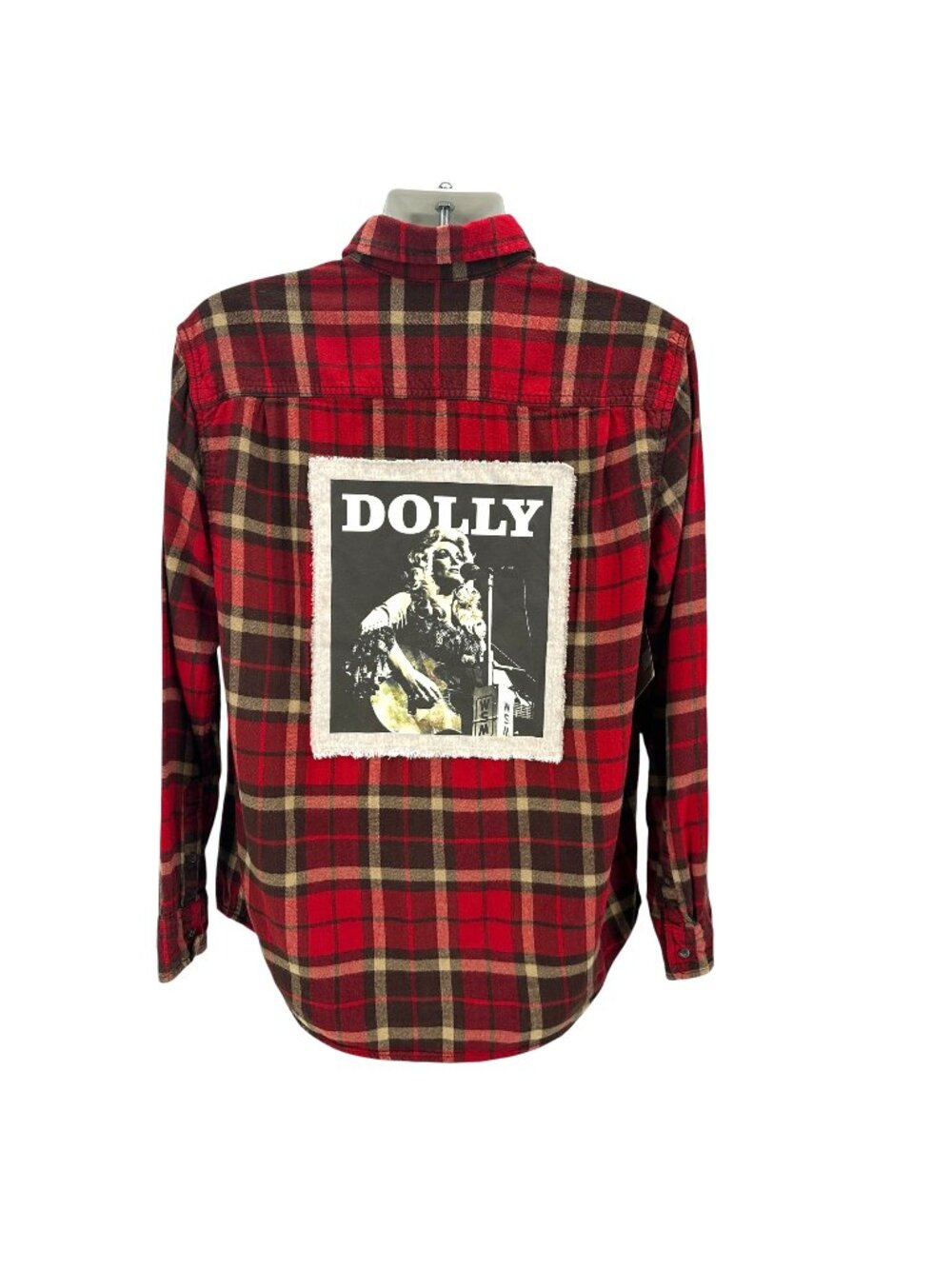 NEW Flannelability Adult Large Shirt Dolly Parton Upcycled Recycled Art Plaid